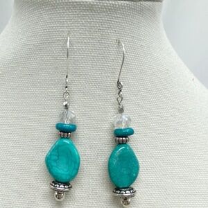 Turquoise Sterling Silver Dangle Earrings Handcrafted NEW